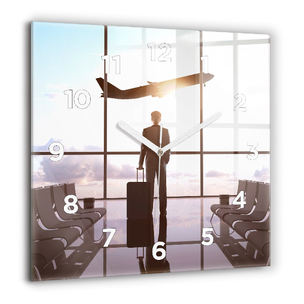 Square wall clock Man at the airport