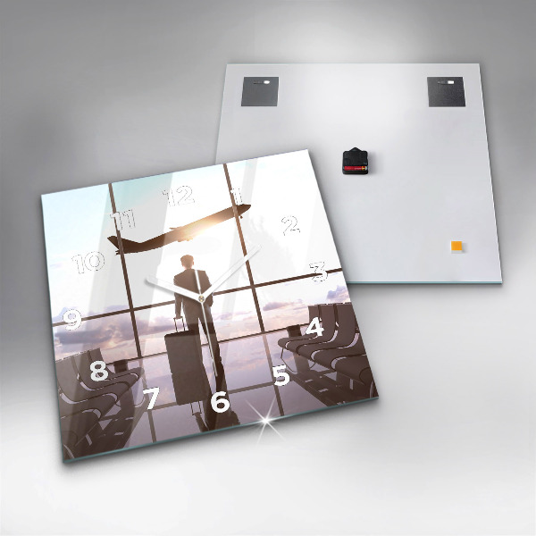 Square wall clock Man at the airport
