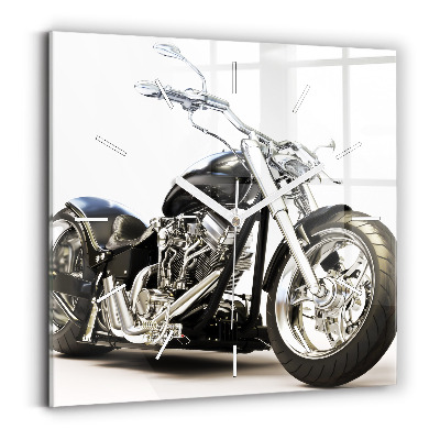Square wall clock Black motorcycle