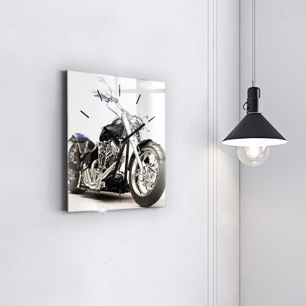 Square wall clock Black motorcycle