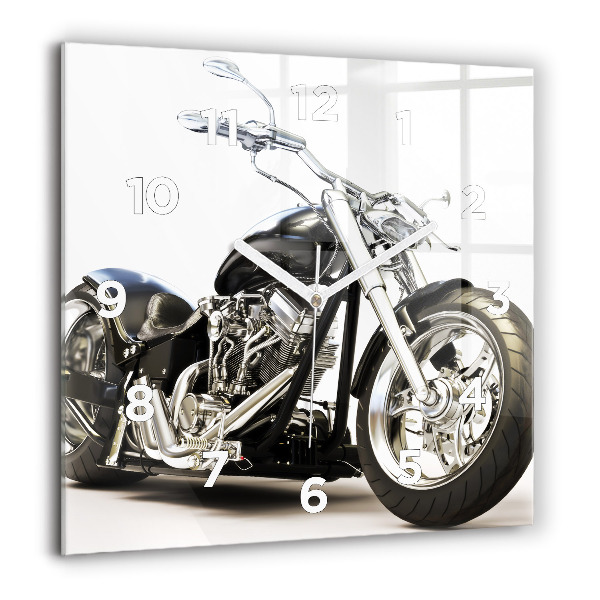 Square wall clock Black motorcycle