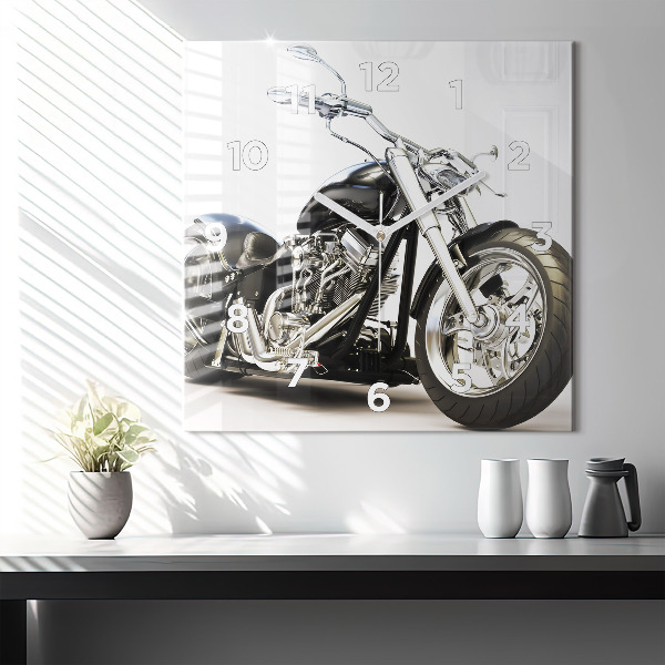 Square wall clock Black motorcycle