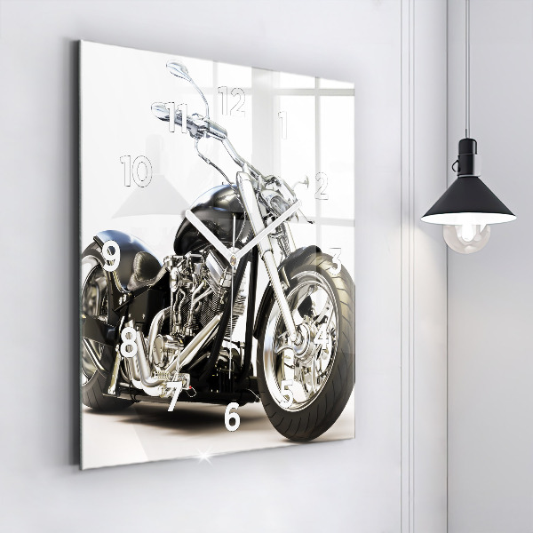 Square wall clock Black motorcycle