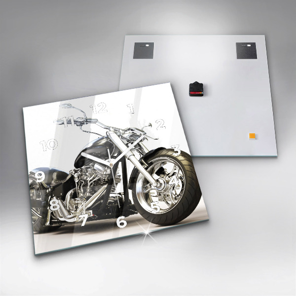 Square wall clock Black motorcycle