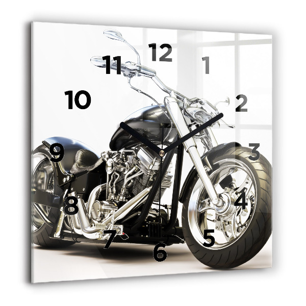 Square wall clock Black motorcycle