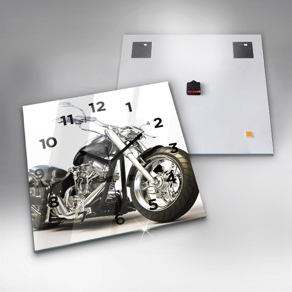 Square wall clock Black motorcycle