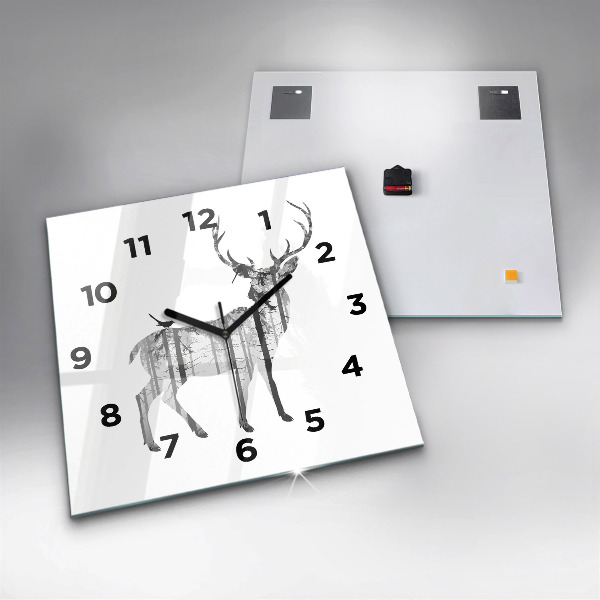 Square wall clock Silhouette of a deer Forest