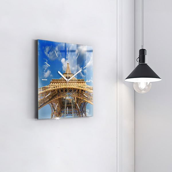 Square wall clock France Eiffel Tower