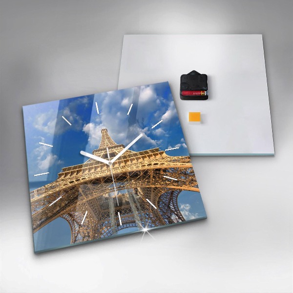 Square wall clock France Eiffel Tower