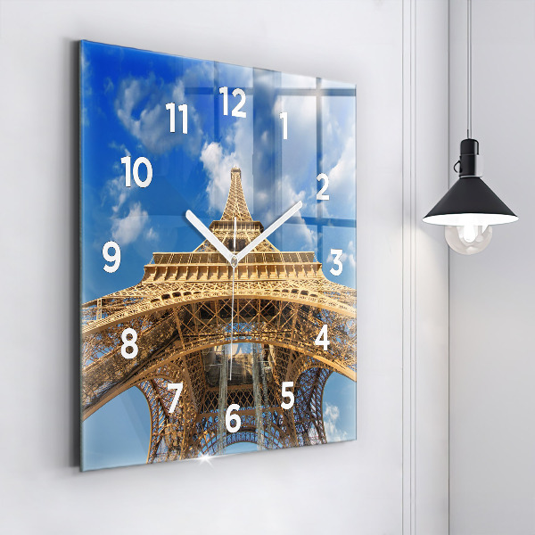 Square wall clock France Eiffel Tower