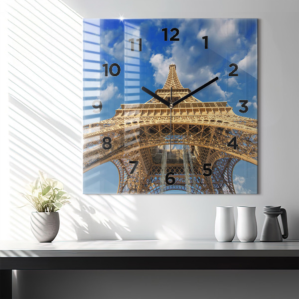 Square wall clock France Eiffel Tower