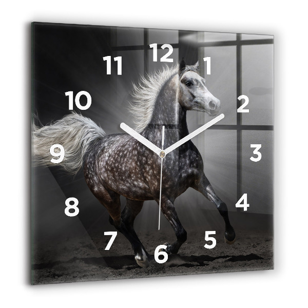 Square wall clock Galloping horse