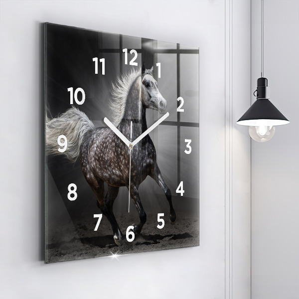 Square wall clock Galloping horse