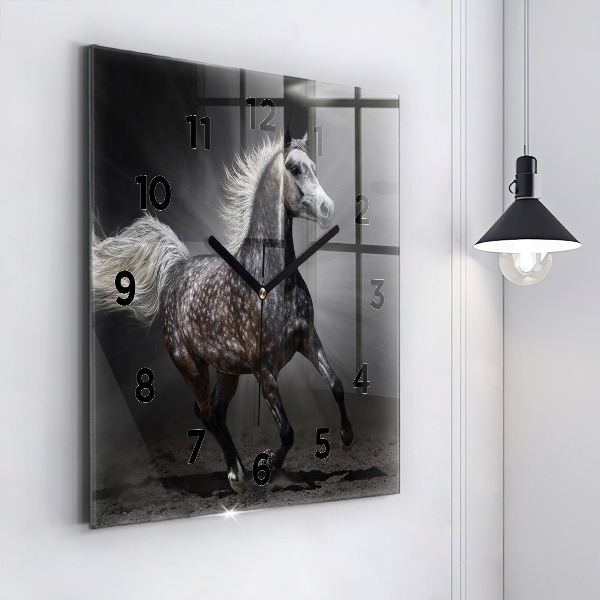 Square wall clock Galloping horse