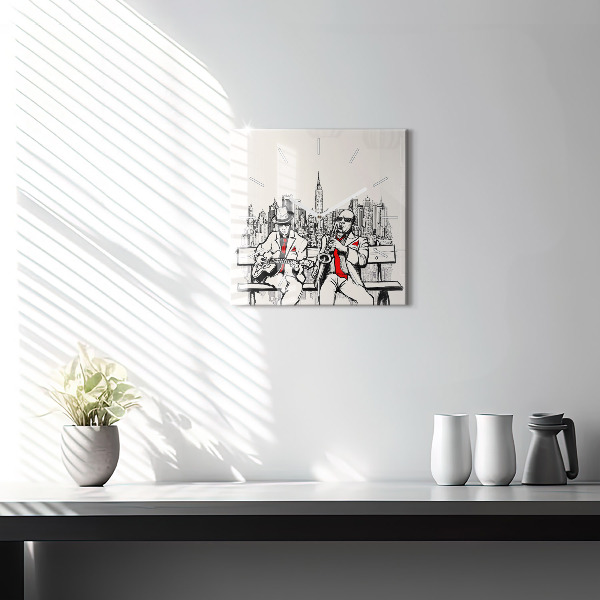 Square wall clock Jazz in New York