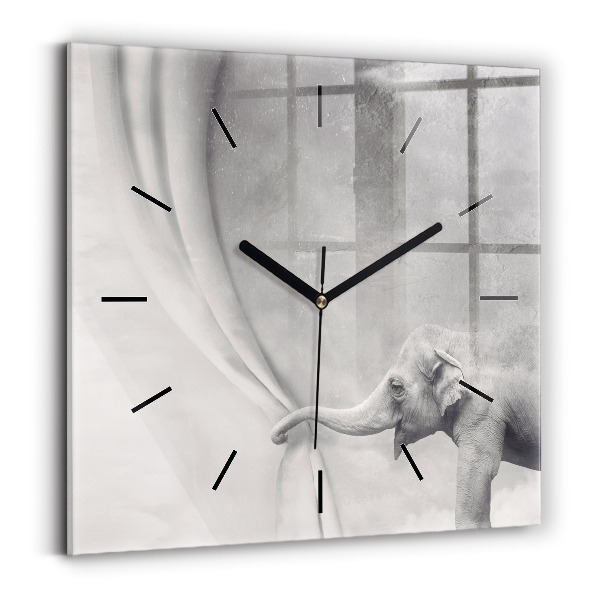 Square wall clock Elephant