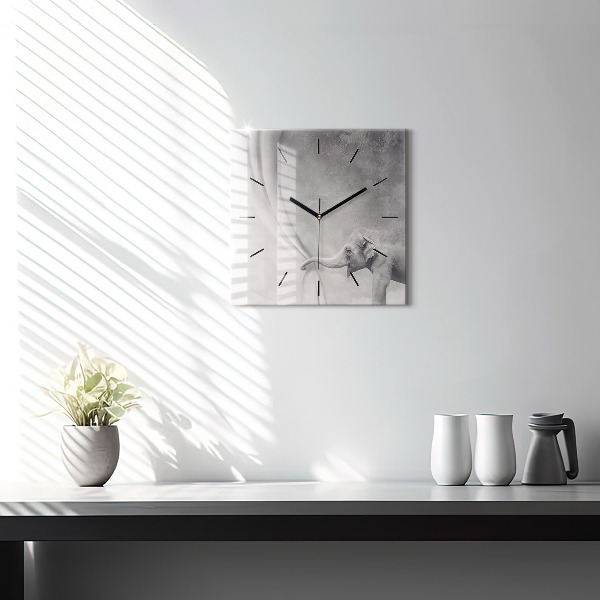 Square wall clock Elephant