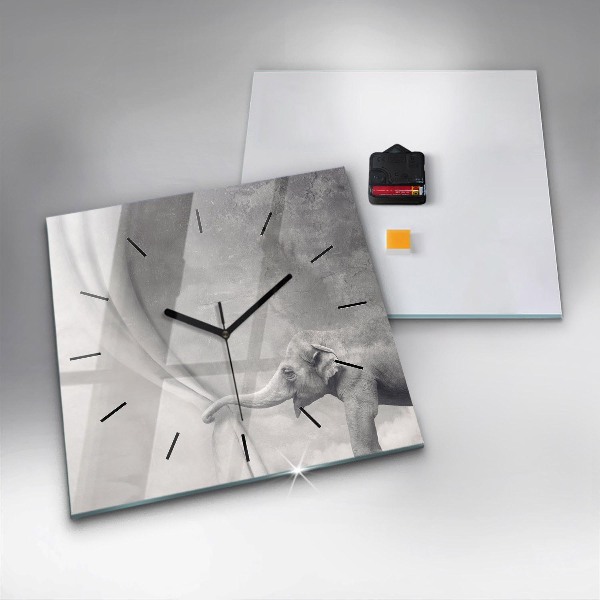 Square wall clock Elephant