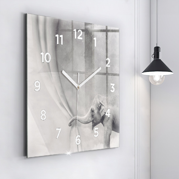Square wall clock Elephant