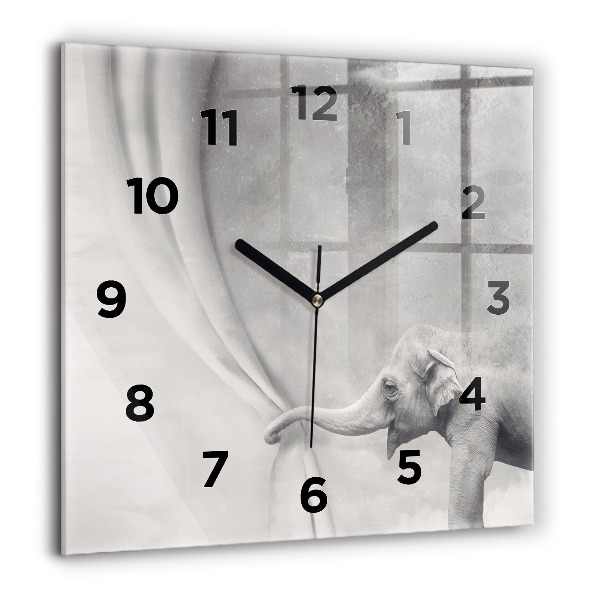 Square wall clock Elephant