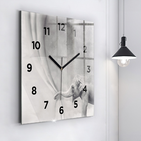 Square wall clock Elephant