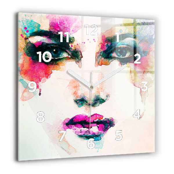 Square wall clock Abstract woman face