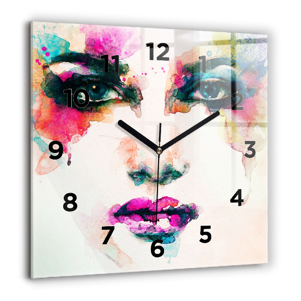 Square wall clock Abstract woman face