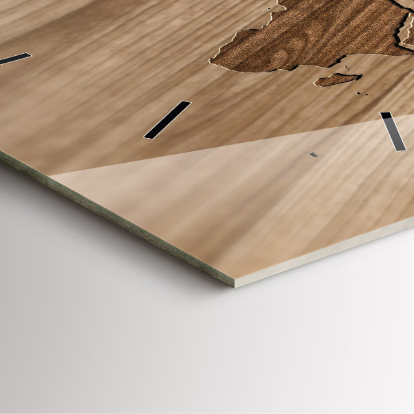 Square wall clock World map on wood