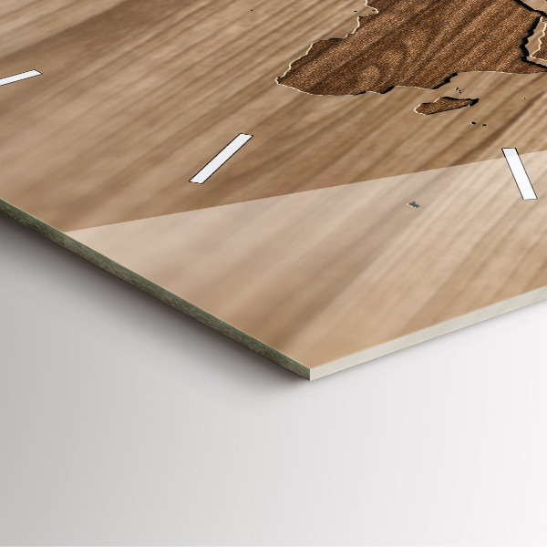 Square wall clock World map on wood