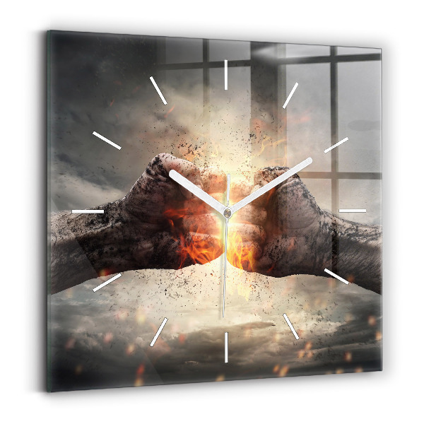 Square wall clock Fists Strength Power