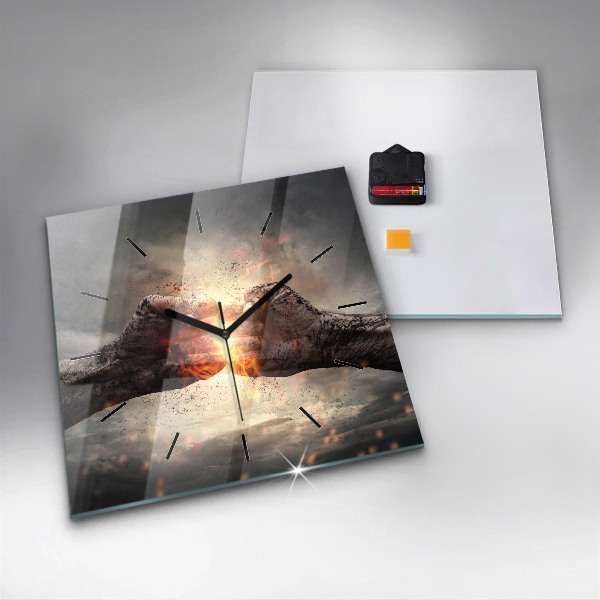 Square wall clock Fists Strength Power