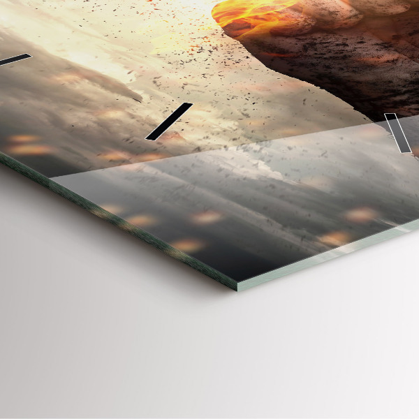 Square wall clock Fists Strength Power