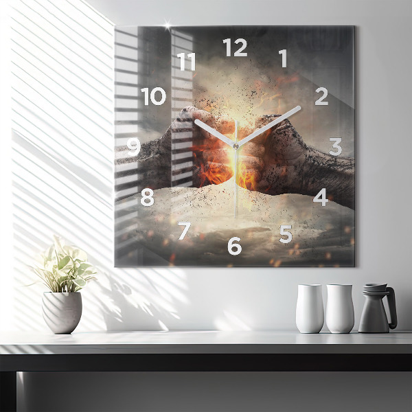 Square wall clock Fists Strength Power