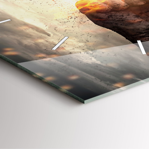 Square wall clock Fists Strength Power