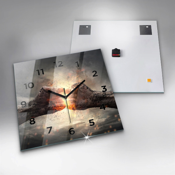 Square wall clock Fists Strength Power