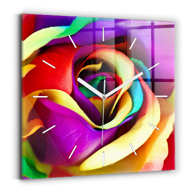 Square wall clock Rainbow Rose