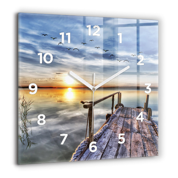 Square wall clock Lake Sunset