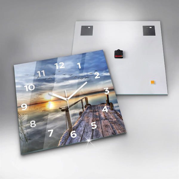 Square wall clock Lake Sunset