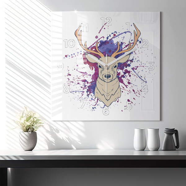 Square wall clock Deer vector illustration