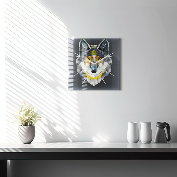 Square wall clock Wolf head