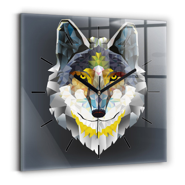Square wall clock Wolf head