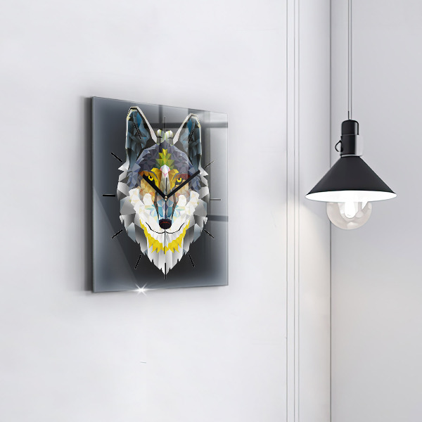 Square wall clock Wolf head