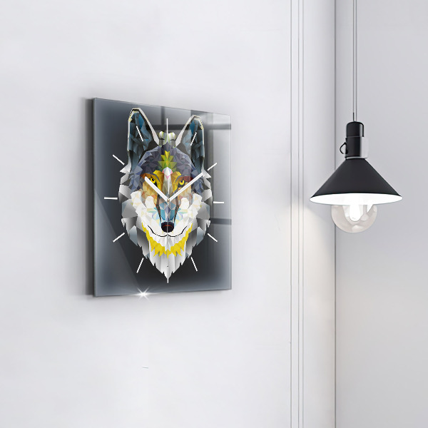 Square wall clock Wolf head