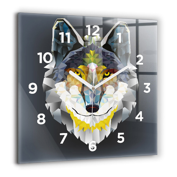 Square wall clock Wolf head