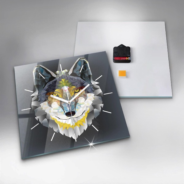 Square wall clock Wolf head