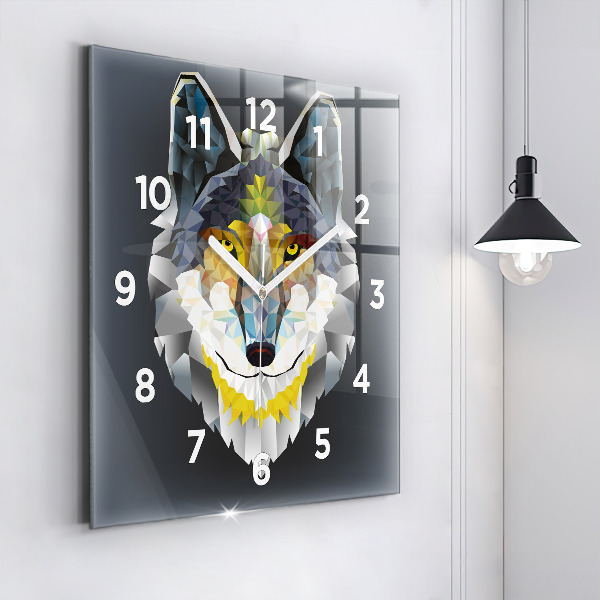 Square wall clock Wolf head