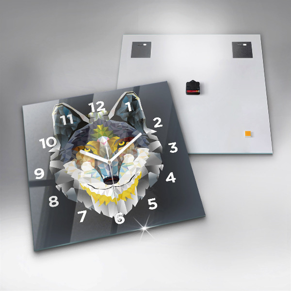 Square wall clock Wolf head