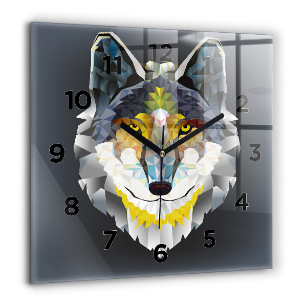 Square wall clock Wolf head