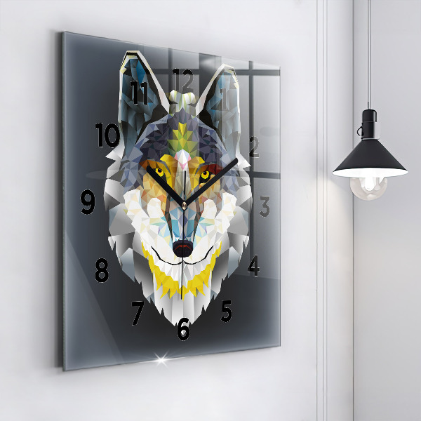 Square wall clock Wolf head