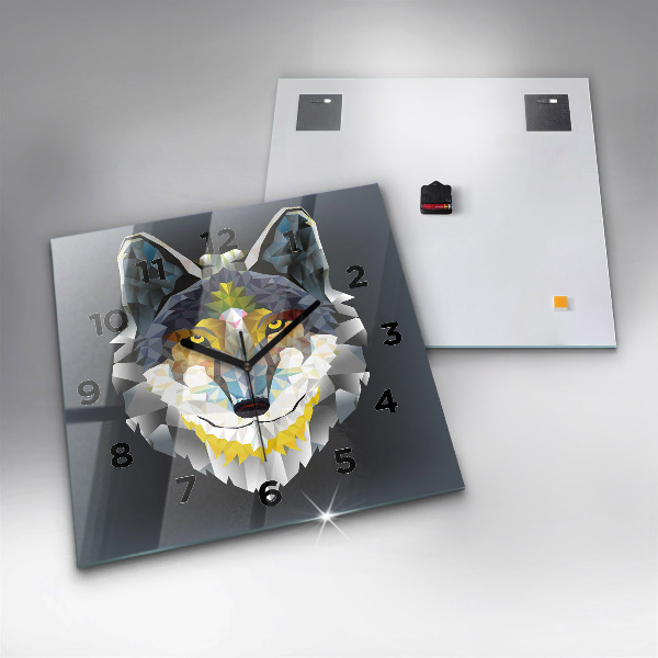 Square wall clock Wolf head